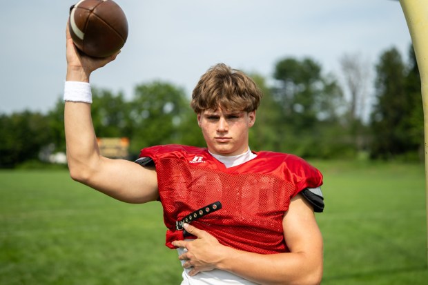 Bethlehem Catholic's Axel Burkart on Friday, Aug. 14, 2026, during Bethlehem Catholic high school football practice in Bethlehem (Jonathan Broady/Special to The Morning Call)