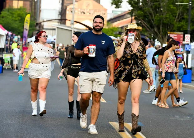 People enjoy Musikfest on Thursday, Aug. 6. 2026, in Bethlehem. The annual festival runs through Aug. 9. (April Gamiz/The Morning Call)