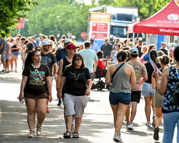 People enjoy Musikfest on Thursday, Aug. 6. 2026, in Bethlehem. The annual festival runs through Aug. 9. (April Gamiz/The Morning Call)