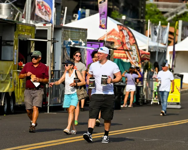People enjoy Musikfest on Thursday, Aug. 6. 2026, in Bethlehem. The annual festival runs through Aug. 9. (April Gamiz/The Morning Call)