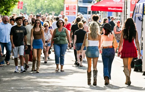 People enjoy Musikfest on Thursday, Aug. 6. 2026, in Bethlehem. The annual festival runs through Aug. 9. (April Gamiz/The Morning Call)