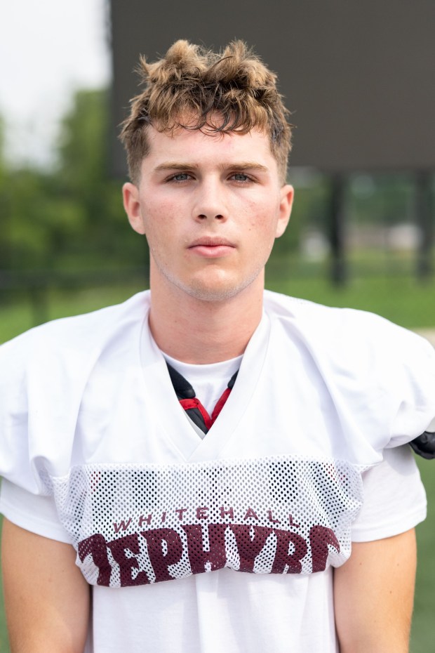 Whitehall's quarterback Tanner Dogmanits poises for a picture Tuesday, Aug. 11, 2026, the second day of practice for the 2026 high school football season, in Whitehall. (Jonathan Broady/Special to The Morning Call)