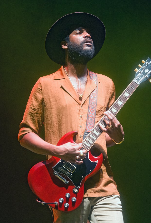 Gary Clark Jr. performs at Musikfest's Steel Stage in Bethlehem on Wednesday, August 1, 2018. // (Harry Fisher / The Morning Call) mc-ent-musikfest-review-gary-clark-jr