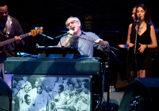 Steely Dan performs on Musikfest's Steel Stage Wednesday night at the festival in Bethlehem. Here is Donald Fagen. /////Michael Kubel / The Morning Call-- Wednesday August 10, 2011.