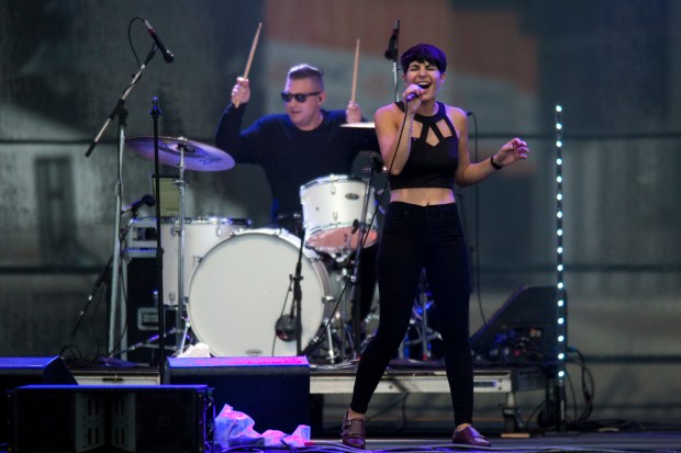 Local band Summer Scouts perform on the Sands Steel Stage at Musikfest on Friday, Aug. 11, 2017.// (Cameron Hart /THE MORNING CALL ) mc-ent-review-musikfest-band-perry-bethlehem-20170808 // Shot on August 11, 2017