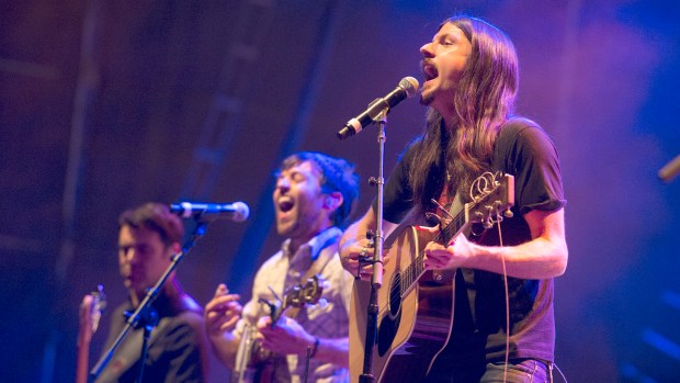 The Avett Brothers perform on Musikfest's Sands Steel Stage in Bethlehem on Thursday. /////Michael Kubel / The Morning Call--Monday August 7, 2014.