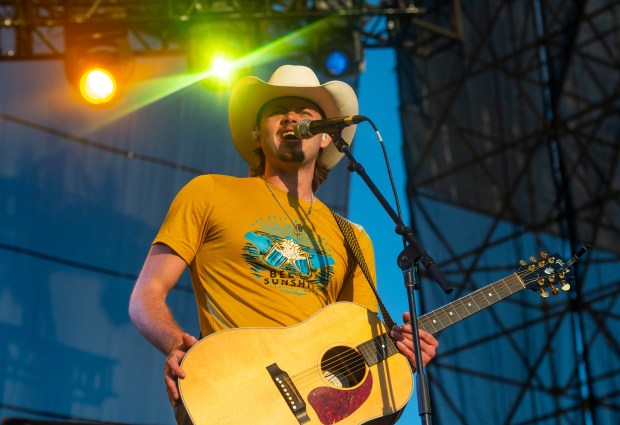 Country singer Tyler Booth performs on Thursday at Musikfest in Bethlehem on the Wind Creek Steel Stage.