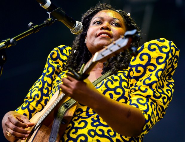Tshila performs Thursday, Aug. 4, 2022, during Musikfest at the Wind Creek Steel Stage at PNC Plaza in Bethlehem. DJ Jamal Knight and Tshila opened the show for Boys II Men.