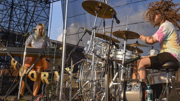 Local favorite Slingshot Dakota plays for the crowd. The alternative pop-rock group Grouplove plays Musikfest's main Steel Stage. The opening acts were Slingshot Dakota and Max Frost.