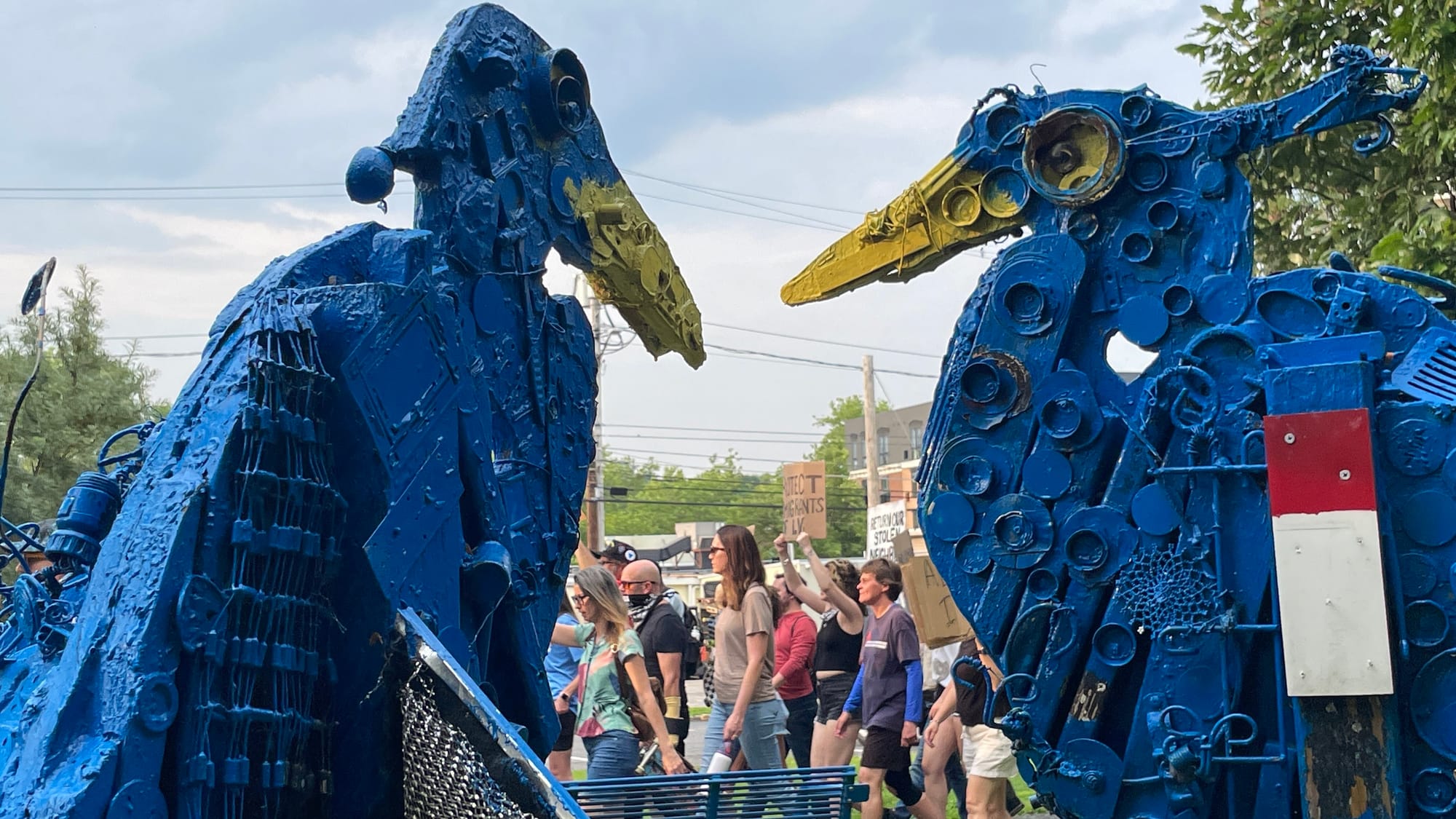 Residents gathered at a rally in Bethlehem on Thursday, June 12 to protest a federal immigration raid at the fire-damaged Fiv