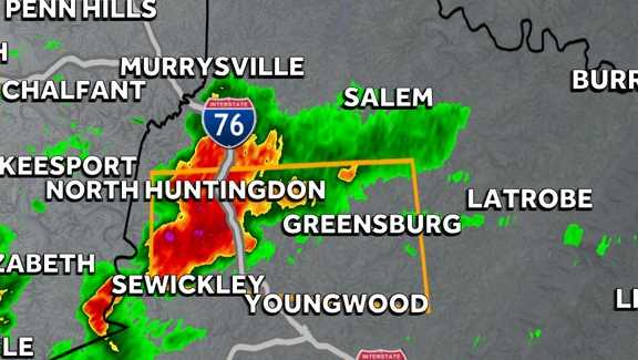 Severe thunderstorm warning in Westmoreland County, Pennsylvania
