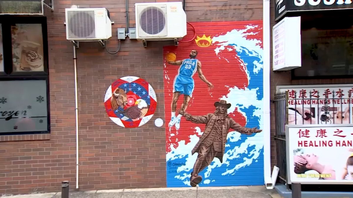 Artist paints mural in Chinatown celebrating LeBron James – NBC10 Philadelphia
