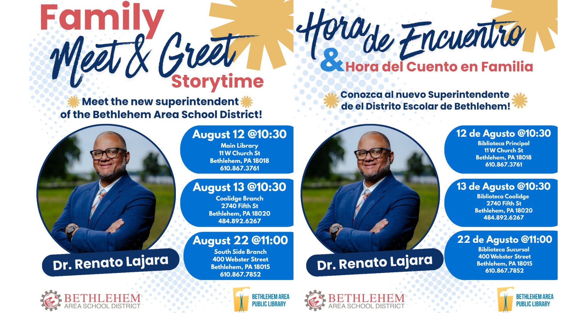 New Bethlehem schools superintendent Lajara to read at family storytimes this month