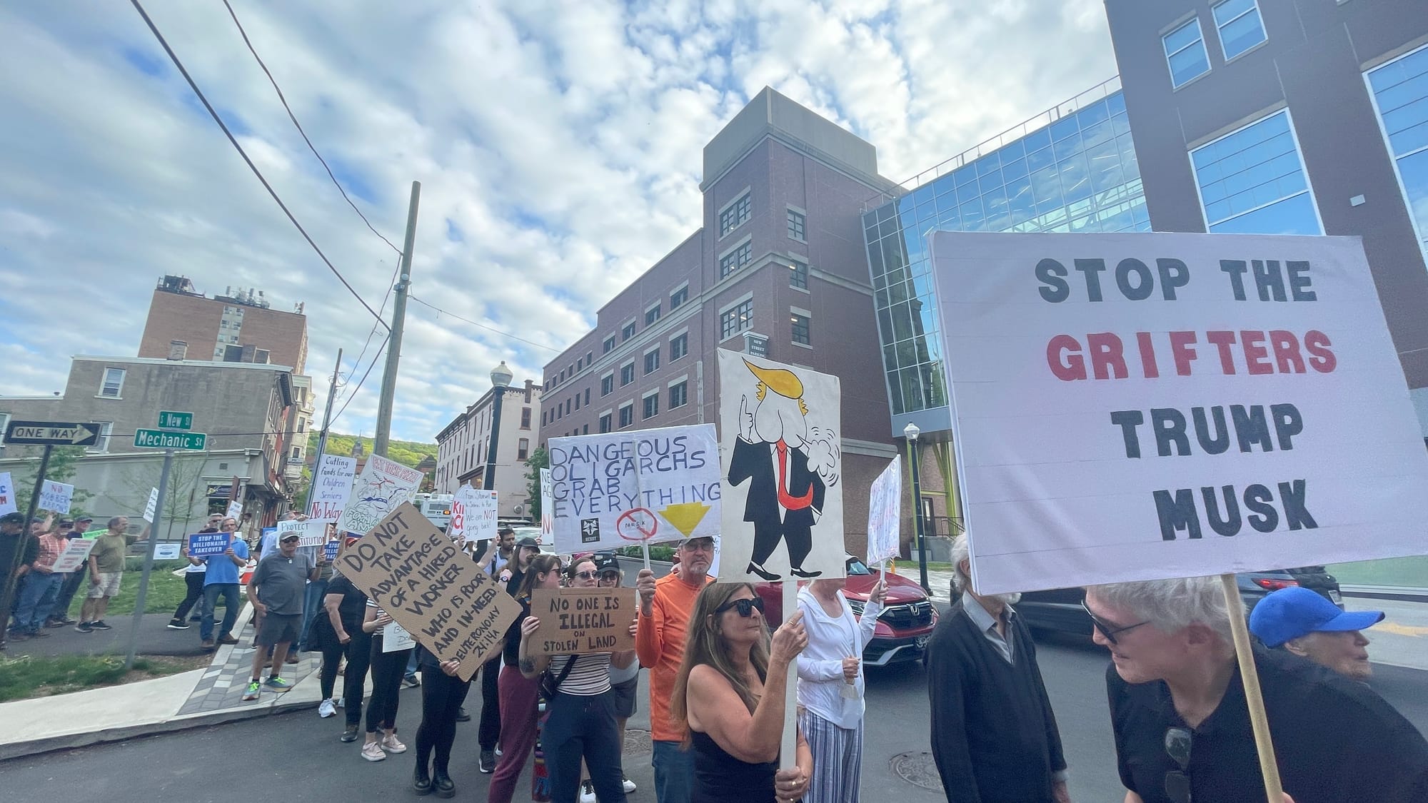 About 250 people of all ages gathered in Bethlehem for the InternationalWorkers’ Day, or May Day, march at the South Bethlehe