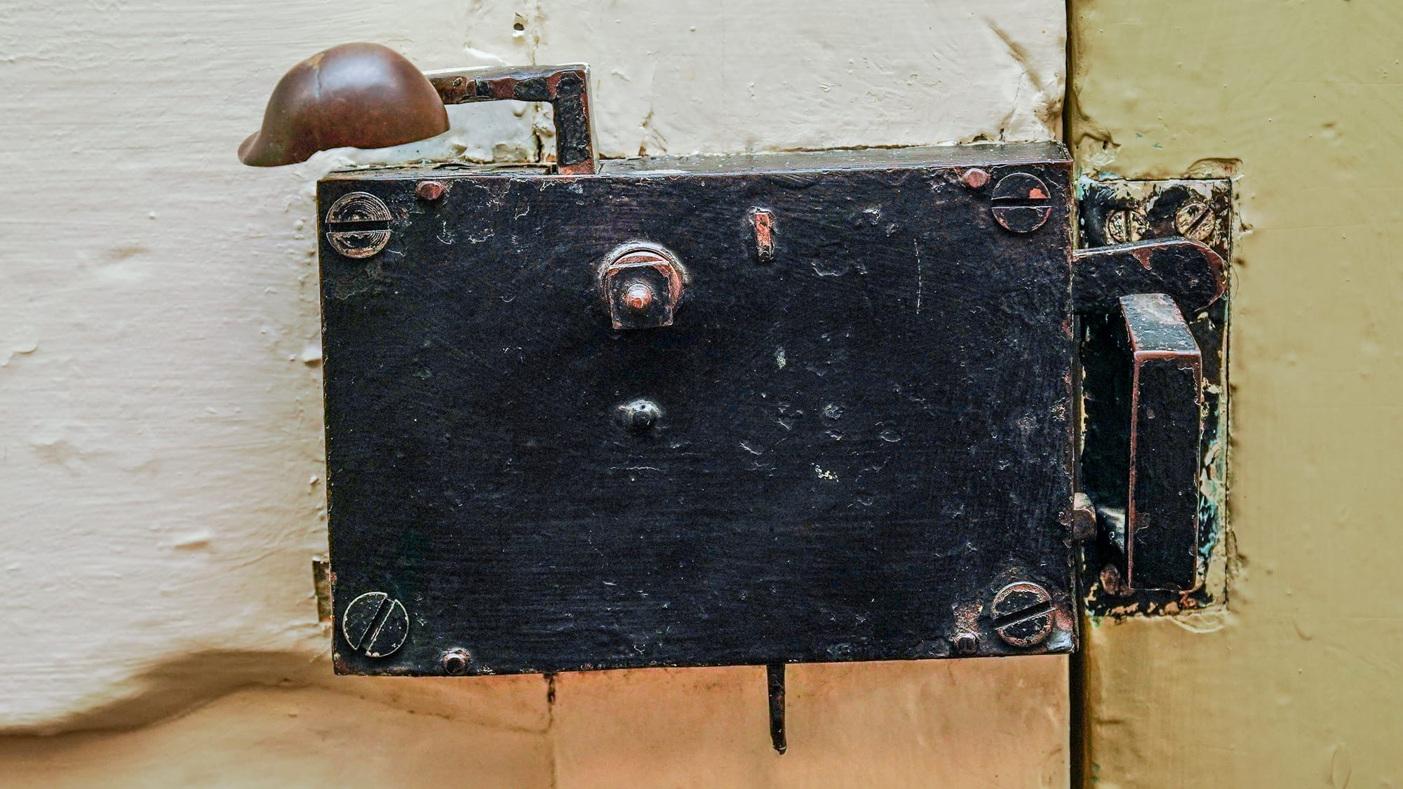 A piece of what is thought to be original hardware in the Brethren House. Tour of the 1748-built Brethren House at Church and