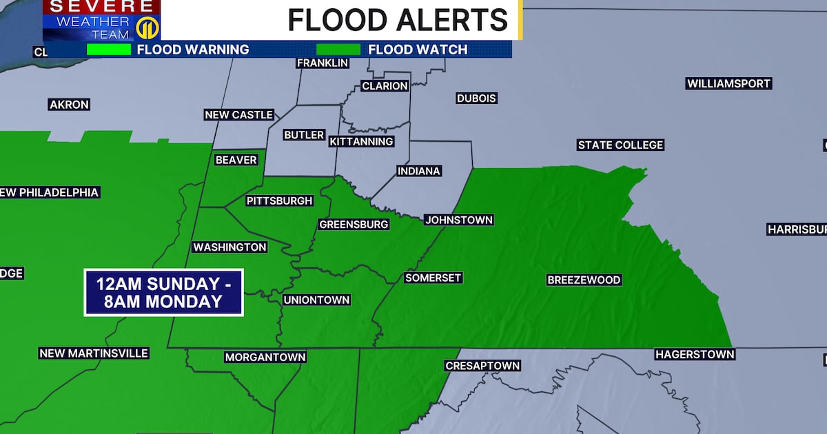 PITTSBURGH WEATHER: Rain returns in waves Sunday, with potential for flooding, wind damage