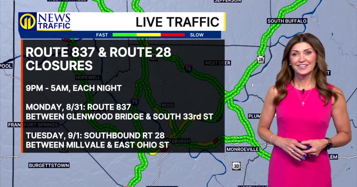 TRAFFIC: Route 837 and Route 28 closures – WPXI