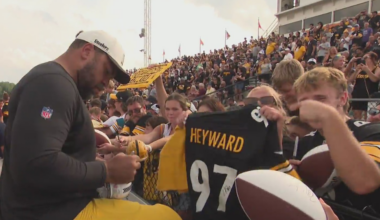 Under the Saturday night lights - Steelers fans gather for yearly Latrobe Memorial Stadium practice