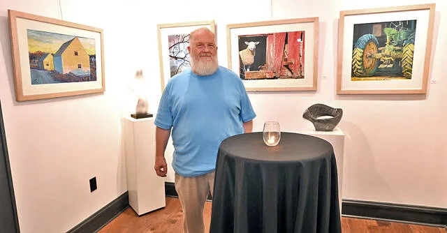 <p>Artist Frank Wengen stands amongst some of his newest work at the Dr. Joseph Lombardo Gallery at Art e Fekts Aart Gallery, Pittston.</p>
<p>Tony Callaio | For Sunday Dispatch</p>