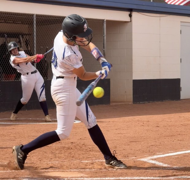 Longmont's Alex McGregor batting for her club team. (Photo courtesy of Alex McGregor)
