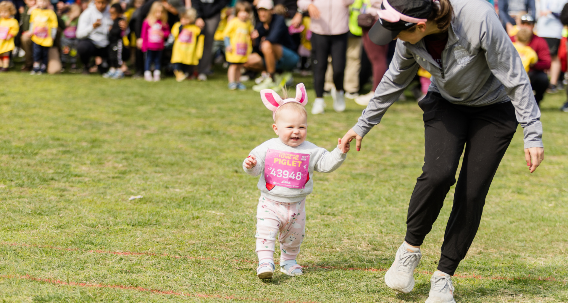 toddler running as piglet