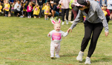 toddler running as piglet
