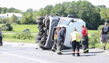 Tractor-trailer carrying soda rolls over on Route 33 in Lower Nazareth | Nazareth Area