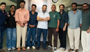 Kamal Haasan with 'Bethlehem Kudumba Unit' cast. Photo: Instagram