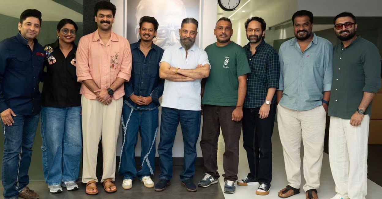 Kamal Haasan with 'Bethlehem Kudumba Unit' cast. Photo: Instagram