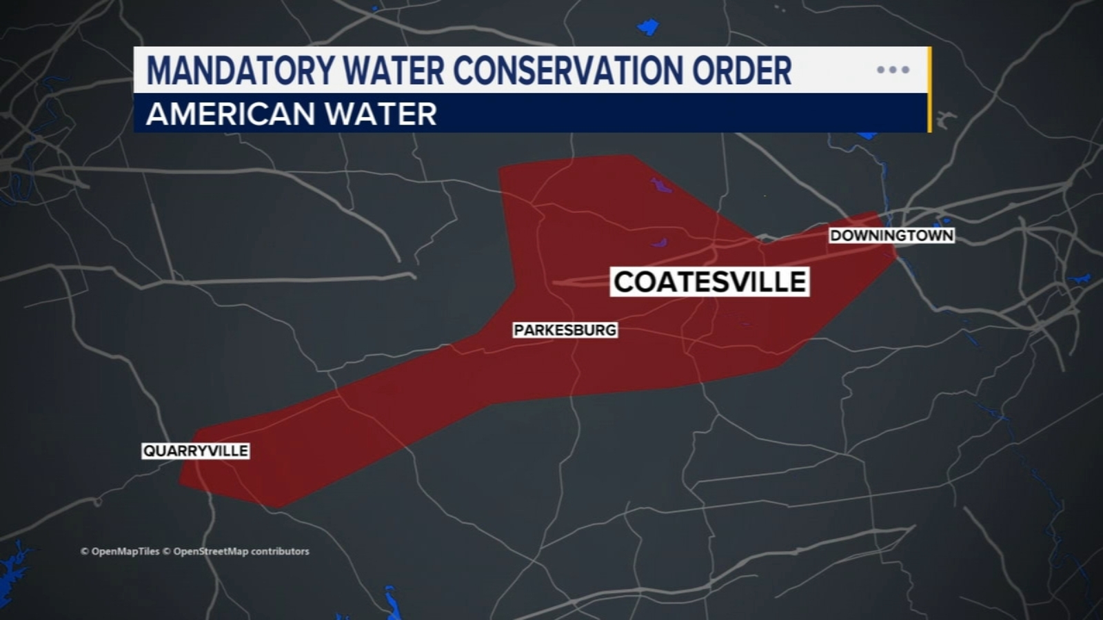 Nearly 23,000 urged to conserve water in Coatesville, Pennsylvania area