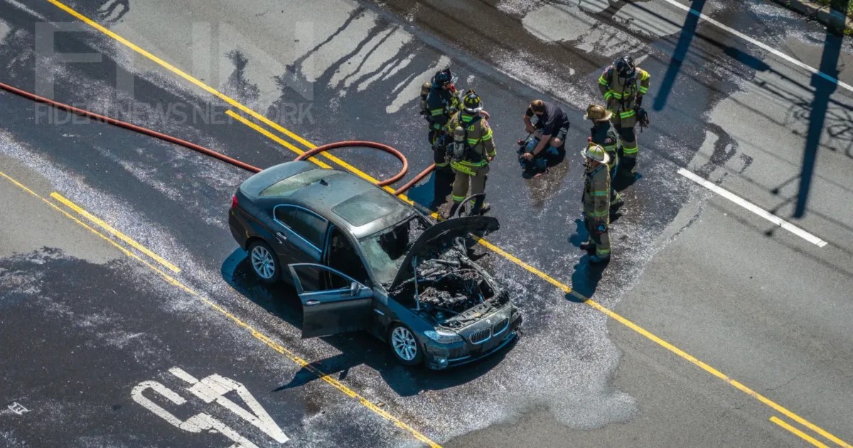 BMW catches fire on Bethlehem Pike in Hatfield, traffic backed up – Central Bucks Now