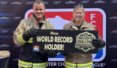 A record-setting day for two Stone Mills Township firefighters at an international event in Erie, PA