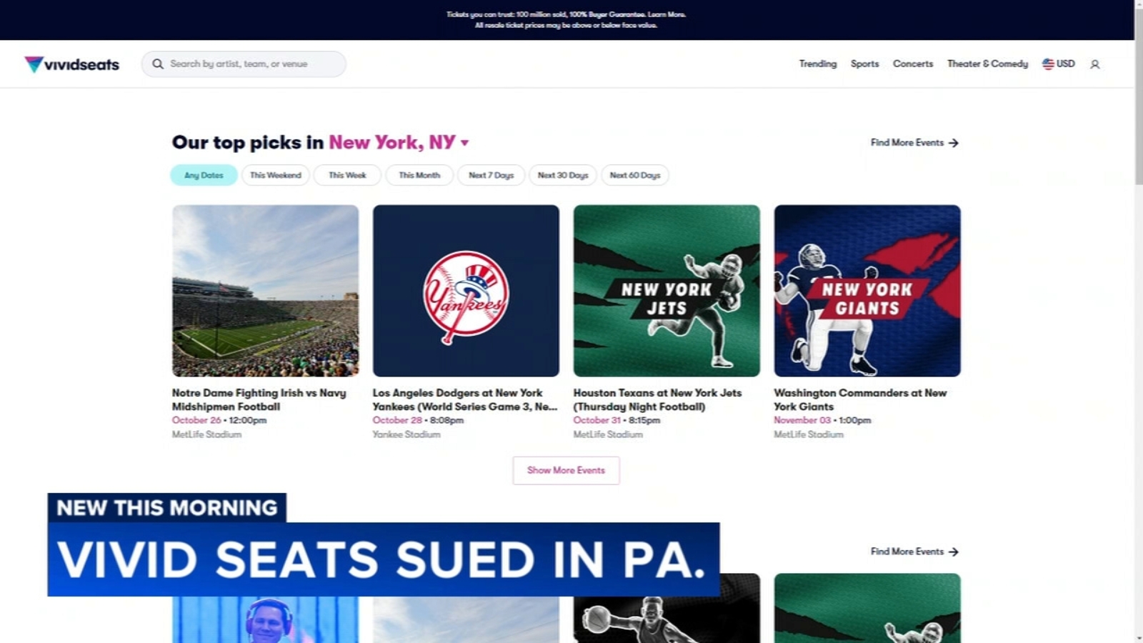 Vivid Seats ticket-selling platform sued in Pennsylvania for allegedly deceiving customers with hidden junk fees
