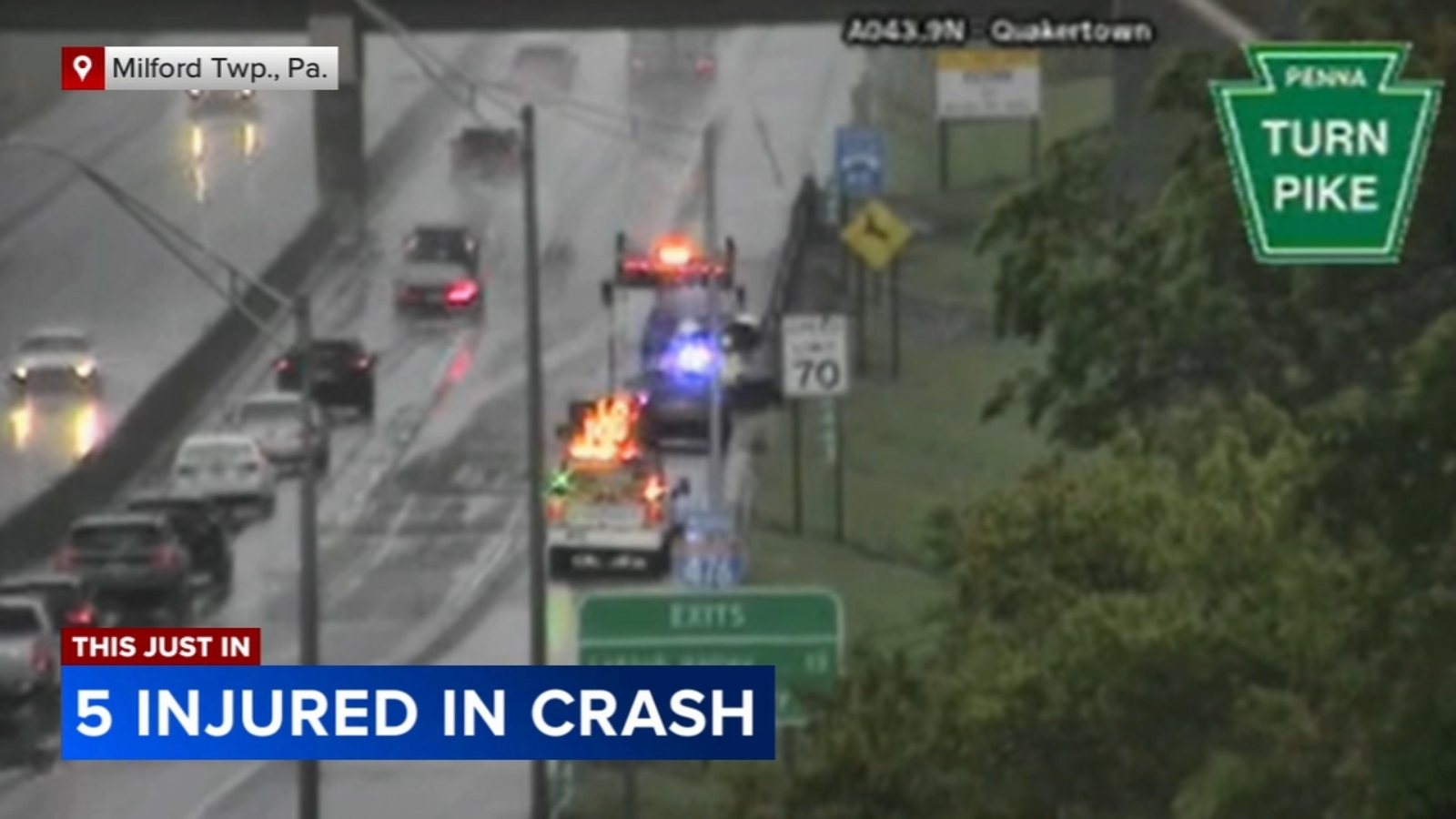 Woman and 4 children injured after crash on Pennsylvania Turnpike in Milford Twp., Bucks County