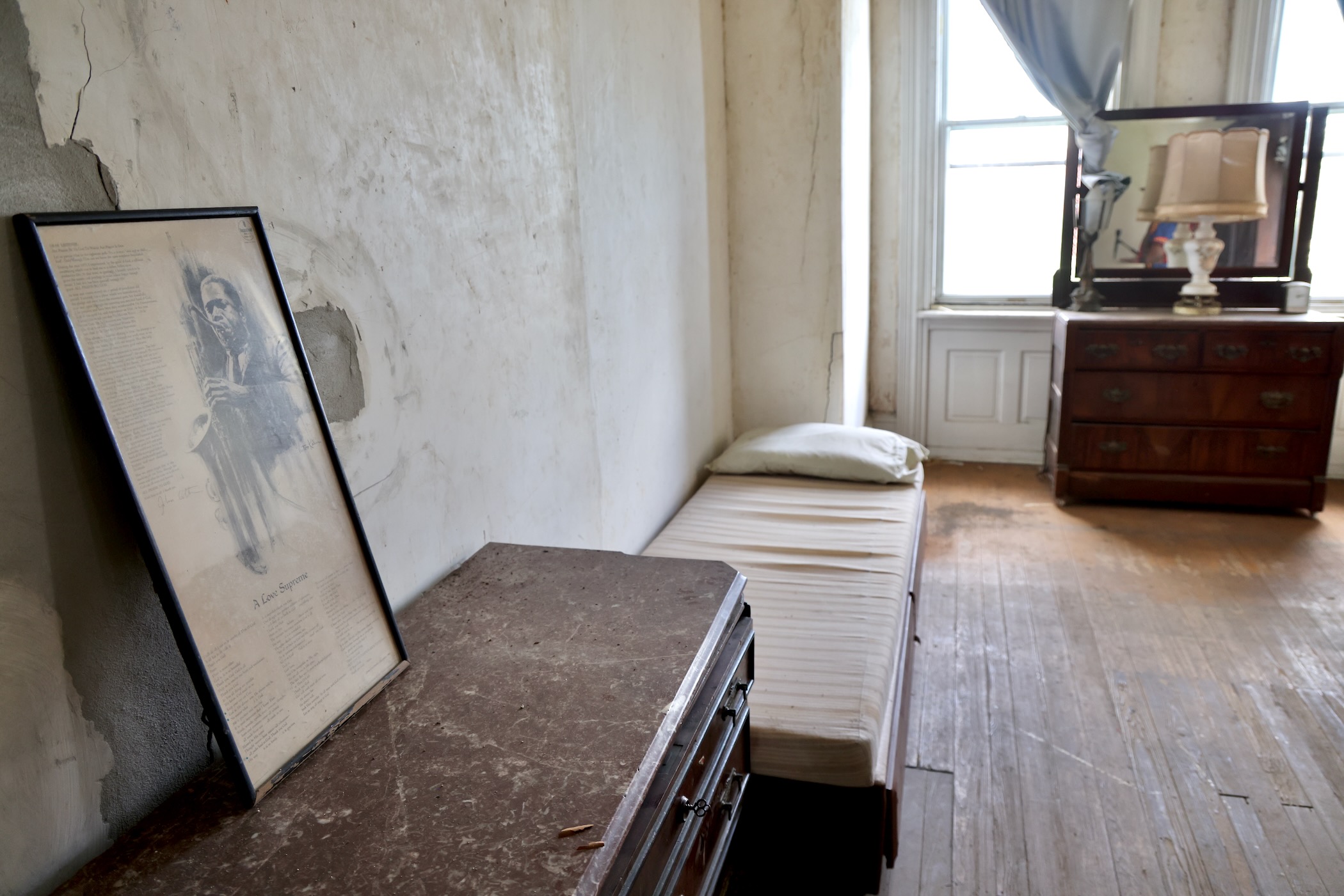 A back bedroom on the second floor of the John Coltrane house in Philadelphia