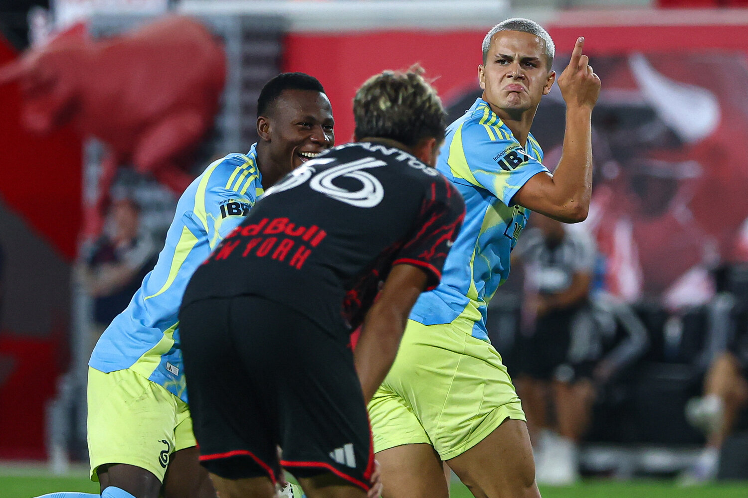 Philadelphia Union midfielder Cavan Sullivan (6) reacts after scoring a goal against the New York Red Bulls during the second half at Sports Illustrated Stadium.