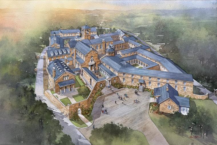 The full rendering of the Discalced Carmelites’ Fairfield Monastery in Pennsylvania.