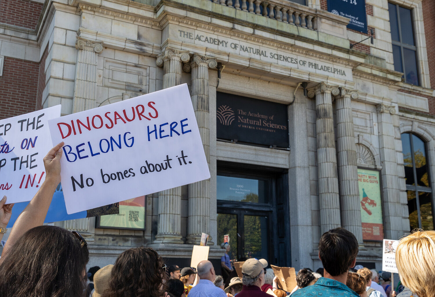 Supporters of the Academy of Natural Sciences protest its planned closure Sept. 8, 2026.