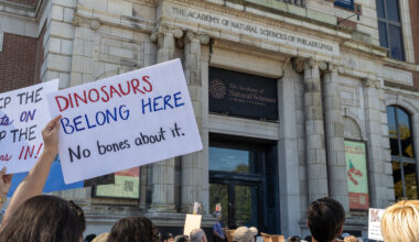 Supporters of the Academy of Natural Sciences protest its planned closure Sept. 8, 2026.