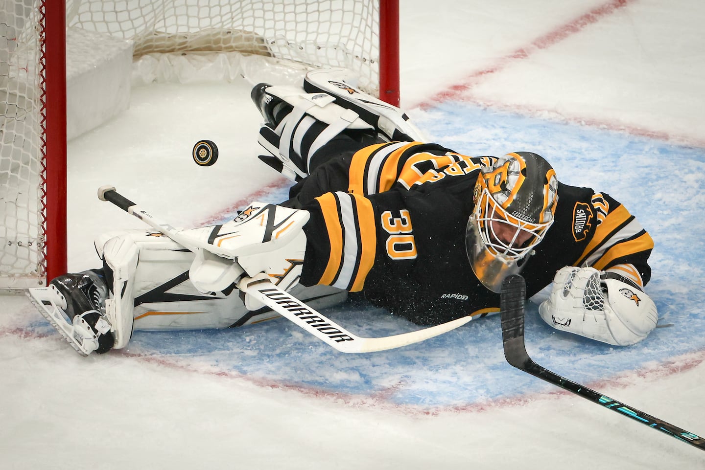 Bruins goalie Michael DiPietro made 26 saves in a 2-0 shutout loss against the Flyers Thursday night in Philadelphia.