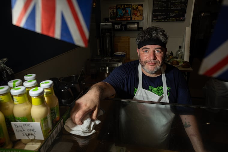 Owner Sam Jacobson at Stargazy, his South Philadelphia restaurant. Last month, the city cracked down on the tabletop fryer he had been using for his Friday fish and chips special.