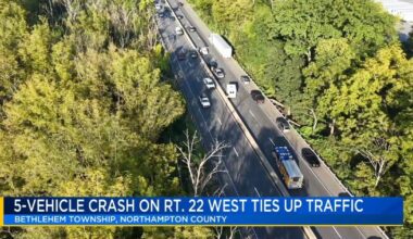 5-vehicle crash on Route 22 in Bethlehem Twp. ties up traffic | Video