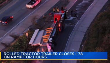 Tractor-trailer rollover ties up traffic near Route 33 S. to I-78 East on-ramp | Bethlehem Area