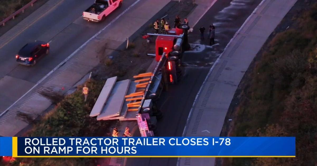Tractor-trailer rollover ties up traffic near Route 33 S. to I-78 East on-ramp | Bethlehem Area