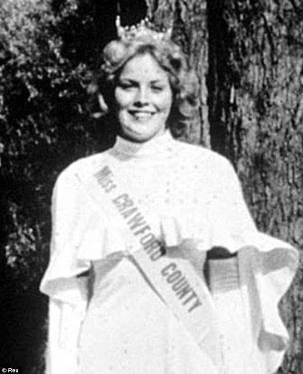 Sharon Stone competing in the Miss Crawford County Pageant, shared via Facebook 