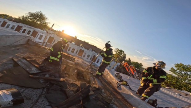 Fire personnel on the roof. (COURTESY UPPER DARBY PROFESSIONAL FIREFIGHTERS IAFF LOCAL 2493)