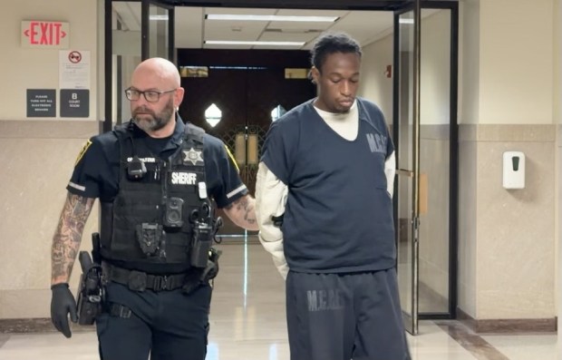 Justyn Wharton is escorted by a deputy sheriff from a Montgomery County courtroom on Sept. 16, 2026, to begin serving prison term. (Photo by Carl Hessler Jr. - MediaNews Group)