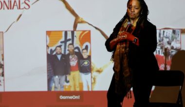 Janine Spruill, founder and CEO of Lil’ Filmmaker Inc., describes her displeasure with the Federation of Neighborhood Centers during a town hall in February.