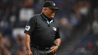 MLB umpire Laz Diaz during a game