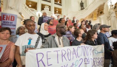 Advocates participate in a rally at the Pennsylvania State Capitol in Harrisburg on June 8, 2026.